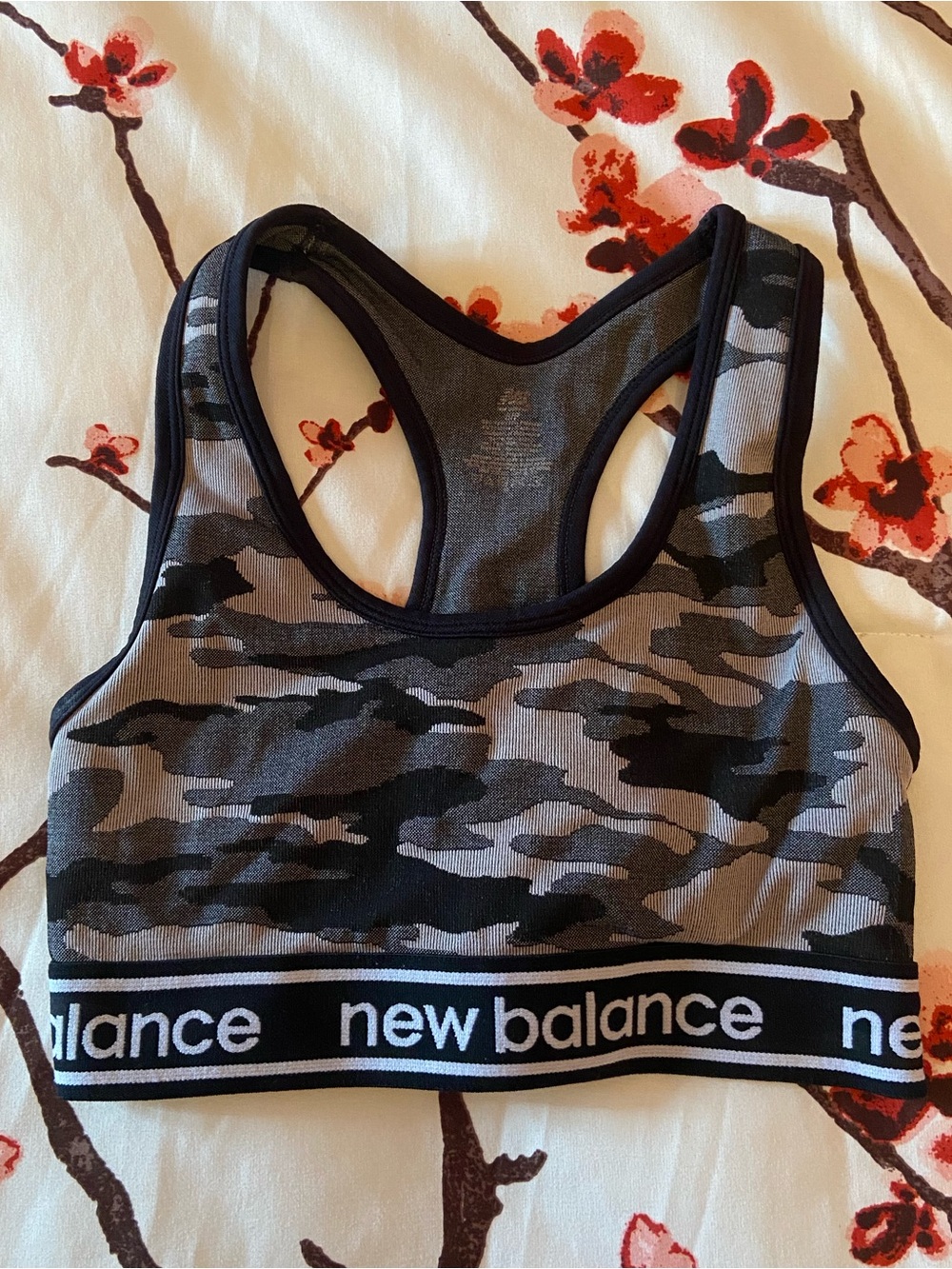 New Balance Black and Gray Racerback Sports Bra